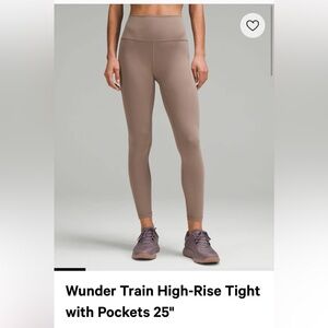 Lululemon Wunder Train High-Rise Tight with pockets, size 14 - Taupe